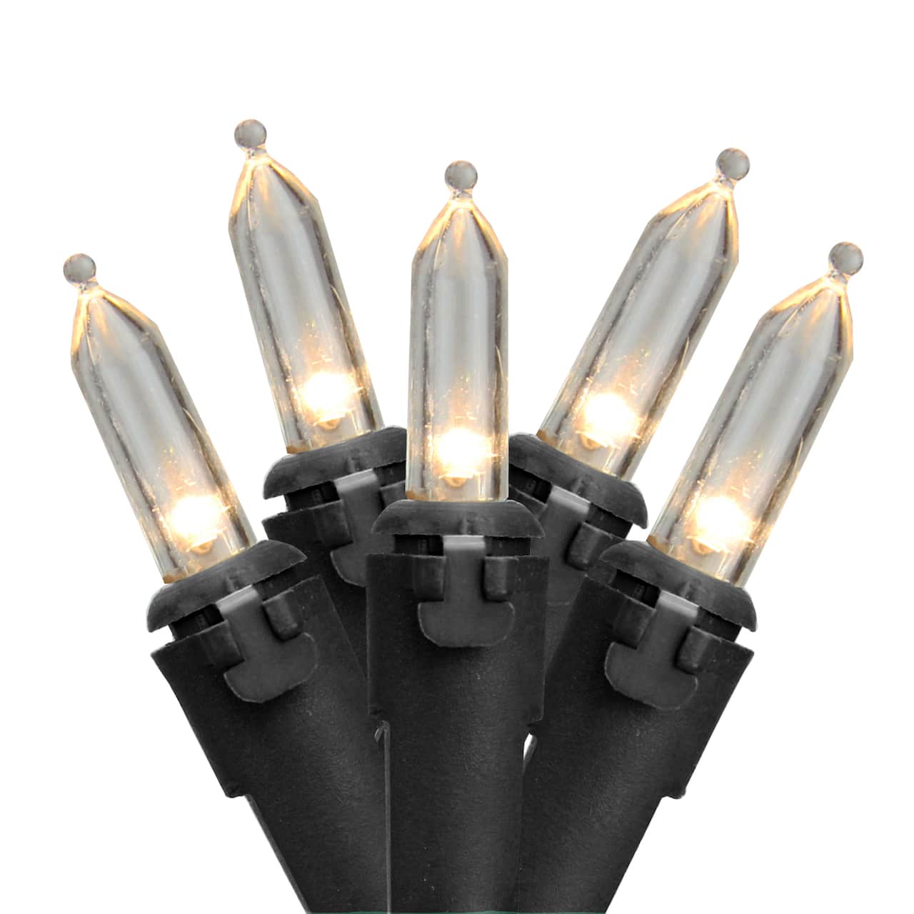100ct. White LED Mini Christmas Lights Set With Black Wire